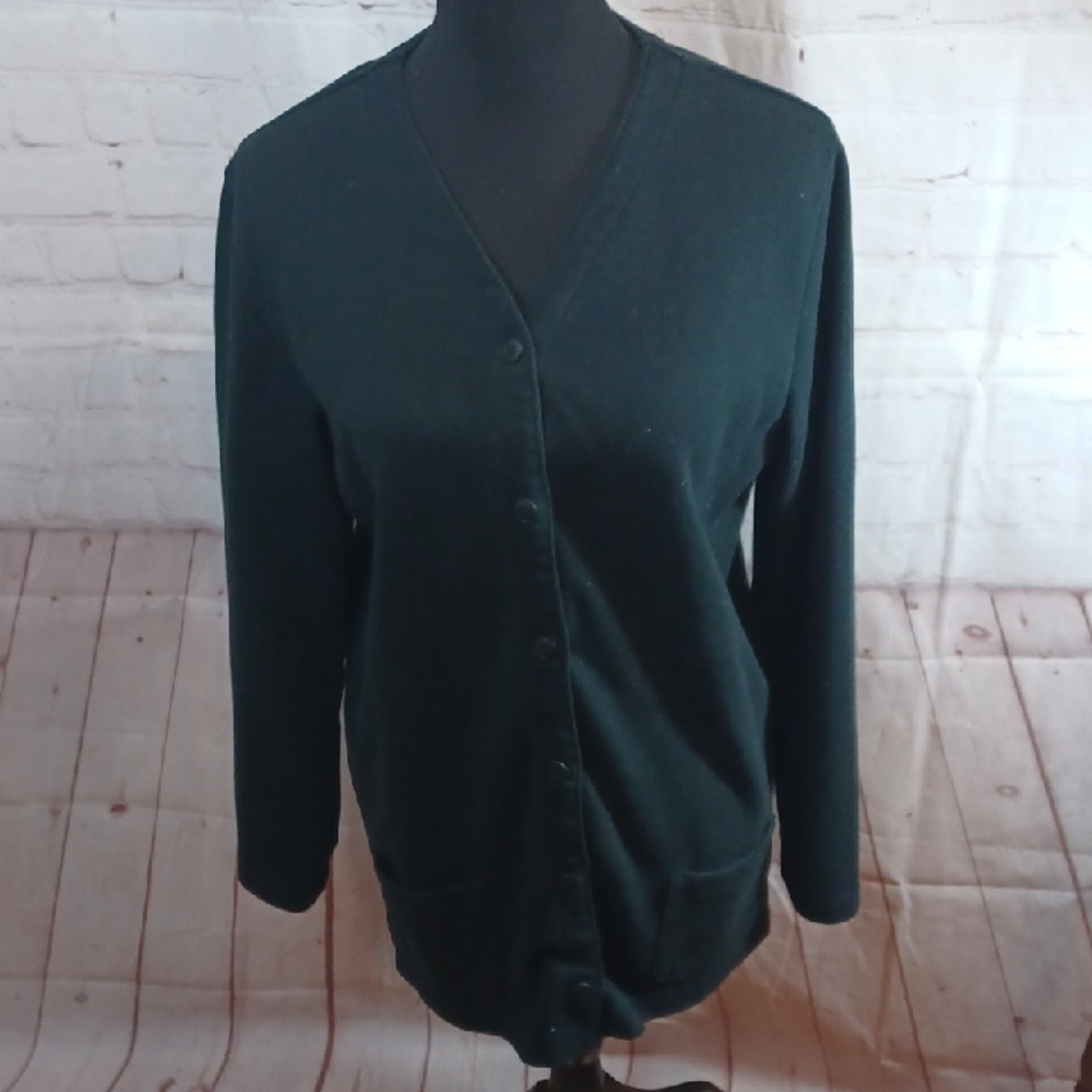 Lands End Grunge  Every Day Button Down Long Sleeve 100% Cotton Sweater M